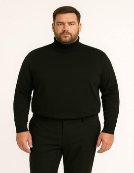 Men's Black Turtleneck Sweater – Classic Slim Fit Knit Pullover for Winter Layering - Image 3