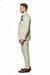 Men’s Light Beige Check 3-Piece Suit Set – Premium Tailored Fit Formal Wedding and Spring Event Suit Light Tan Sand Color By Rossiman