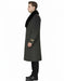 Mens Full Length Olive Overcoat with Black Fur Collar – Luxury Wool Fabric Winter Long Coat in Hunter Green