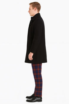 Mens Black Wool Overcoat – Classic Single-Breasted Winter Coat for Business and Formal Wear - Image 3