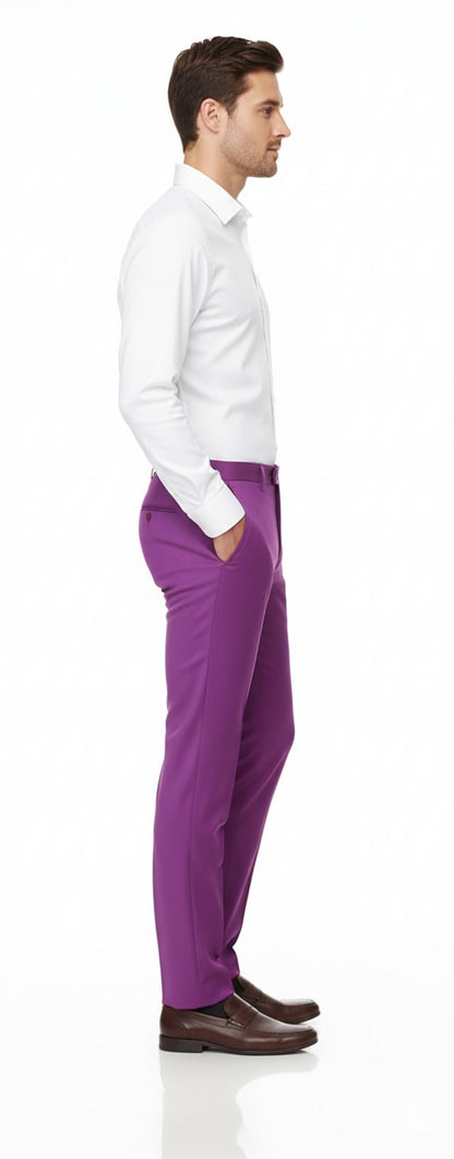 Mens Slim Fit Light Purple Dress Pants – Modern Formal Trousers for Business, Weddings and Parties