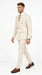 Men’s Cream Off White Pinstripe Linen Pinstripe 2 Piece Double Breasted Suit, Summer Wedding Ivory Color By Vitali