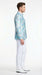 Men’s Light Blue Floral Jacquard Tuxedo Jacket with Matching Bow Tie | Formal Prom Wedding Blazer + Bowtie Turqoise Aqua Color