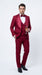 Mens Burgundy Wedding Tuxedo Suit – Paisley Three Piece Formal Suit Set with Shawl Lapel for Groom, Prom