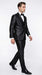 Men’s Black Two Tone Vested Wool Suit with 2 Button Jacket and Black Lapel, Italian Tuxedo Style
