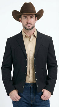 Mens Black Western Blazer Set – Cowboy Style Formal Jacket and Pants Outfit Country Western Suit