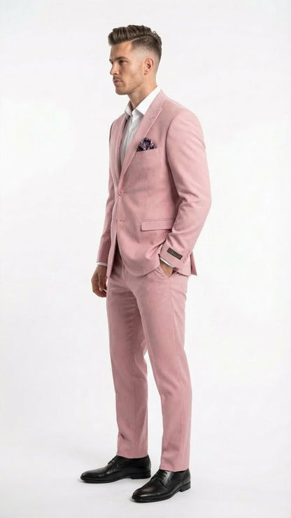 Vitali Brand Men’s Light Pink Formal Suit - Blush Color Modern Fit