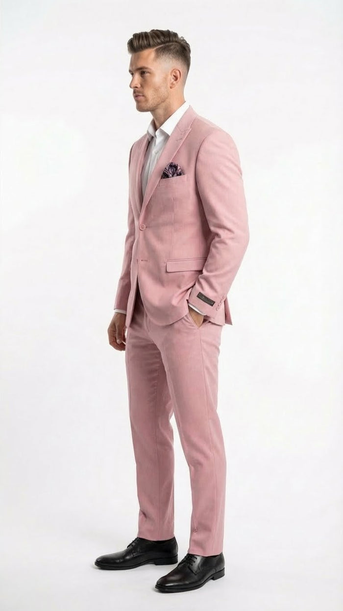 Vitali Brand Men’s Light Pink Formal Suit - Blush Color Modern Fit