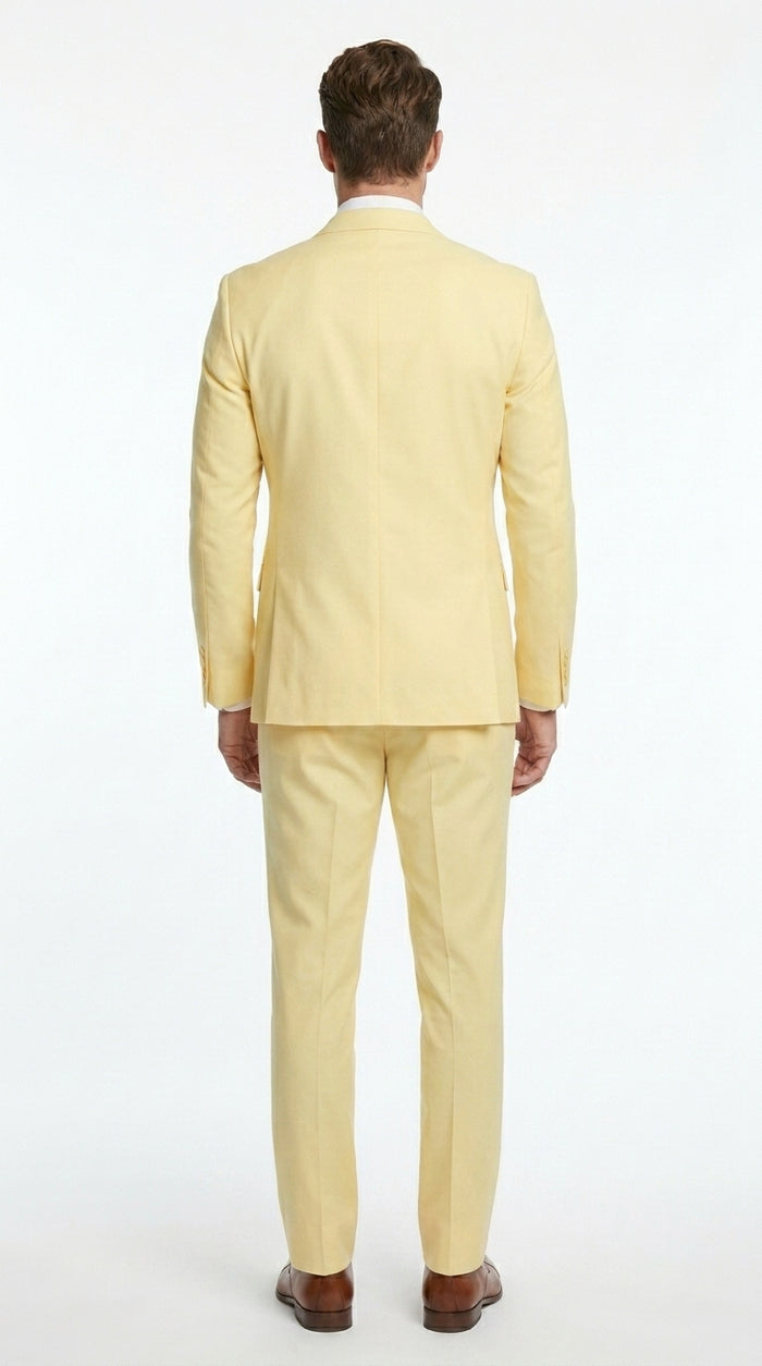 Men’s Pale Yellow 2 Piece Suit, Formal Dress Suit for Weddings, Prom, Parties, Summer Events, and Special Occasions By Vitali Modern Fit