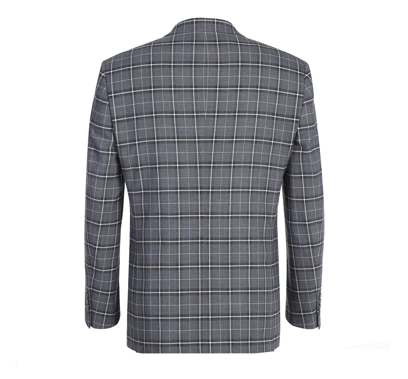 293-14 Men's Classic Fit Single Breasted Grey & White Check Suits - Image 3