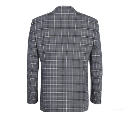 293-14 Men's Classic Fit Single Breasted Grey & White Check Suits - Image 3