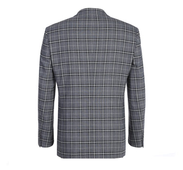 293-14 Men's Classic Fit Single Breasted Grey & White Check Suits - Image 3