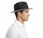 Men’s Two-Tone Black and White Fedora Hat with Feather Accent – Stylish Summer Dress Hat