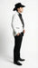 Men’s White Cowboy Tuxedo with Black Satin Lapel – Western Formal Suit with Matching Vest