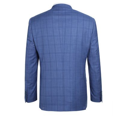 293-10 Men's 2-Piece Slim Fit Windowpane Check Dress Stretch Suit - Image 3