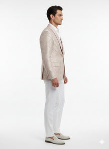 Men’s Lavender and Gold Tuxedo Embroidered Lilac Mauve Blazer – Designer Floral Pattern Wedding & Party Jacket