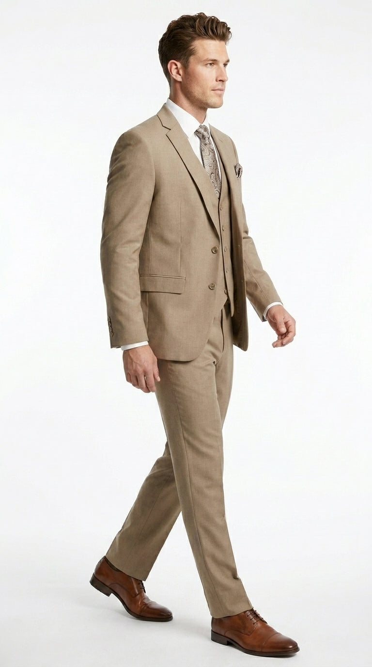 Big And Tall Men's Plus Size Men's Suits For Big Guys Beige