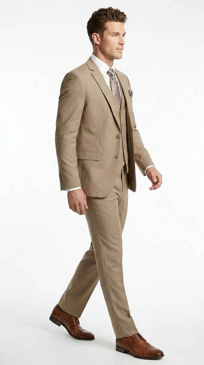 Big And Tall Men's Plus Size Men's Suits For Big Guys Beige