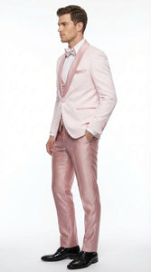 Men's Light Pink 3 Piece Tuxedo Suit Set | Shawl Lapel Formal Wedding Prom Dinner Suit in Rose Gold Color - Image 3