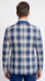 Men’s Tartan Blue Plaid and Solid Blue Tuxedo – Modern Check Pattern Formal Suit for New Year - Christmas - Holiday Jacket with Pants