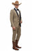 Men’s Western Cowboy Suit – 3-Piece Tan Tuxedo with Black Lapel, Vest, and Pants Beige  Color