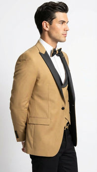 Men's Dark Camel Tan Khaki and Black Great Gatsby Tuxedo Suit – Vintage 1920s Formal Wedding, Party and Event Wear - Image 9