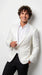 Men’s White Paisley Disco Blazer 1980s Style Jacket – Shawl Lapel Formal Party Blazer, Elegant Masquerade Club Wear, Stylish Evening Outfit