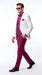 White and Burgundy Tuxedo Wedding Suit for Men – White Dinner Jacket with Burgundy Vest, Pants and Bow Tie