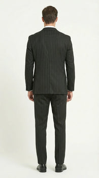 Men’s Black Pinstripe 3 Piece Suit – Vested Formal Business Suit for Wedding, Office, Prom and Party Wear