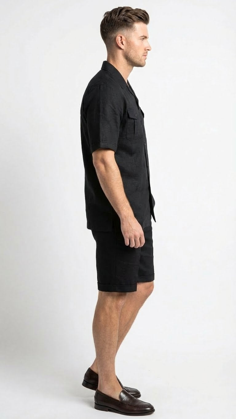 Men’s Black Walking Suit with Short – Classic Leisure and Casual Outfit