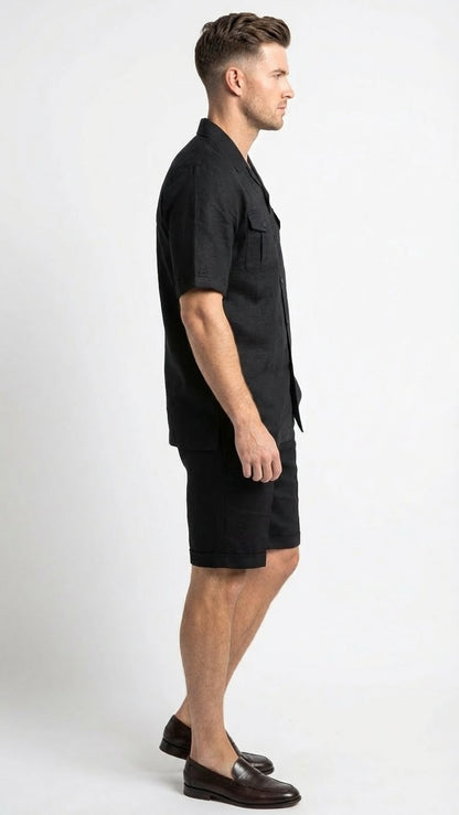 Men’s Black Walking Suit with Short – Classic Leisure and Casual Outfit
