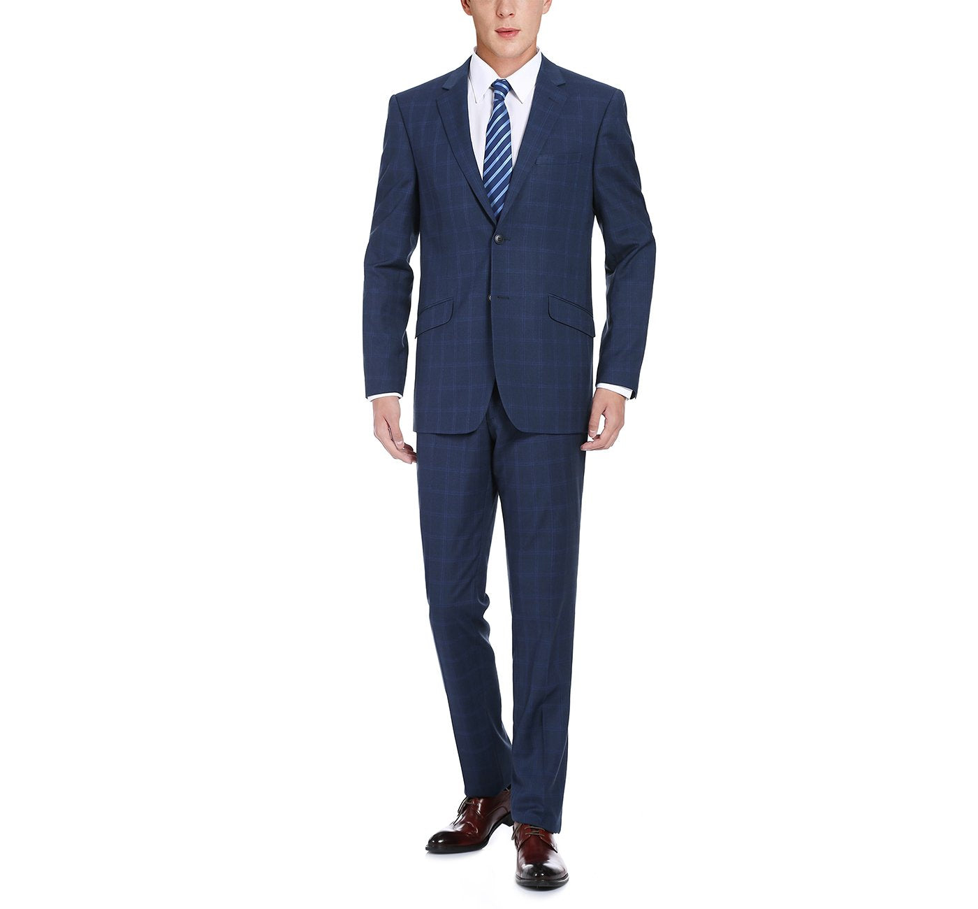 292-6 Men's Slim Fit 2-Piece Single Breasted Check Dress Suit - Image 2