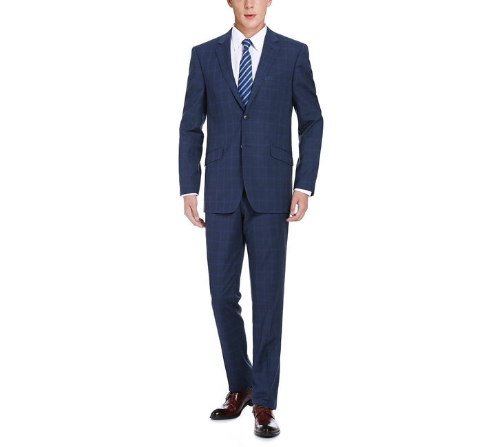 292-6 Men's Slim Fit 2-Piece Single Breasted Check Dress Suit - Image 2