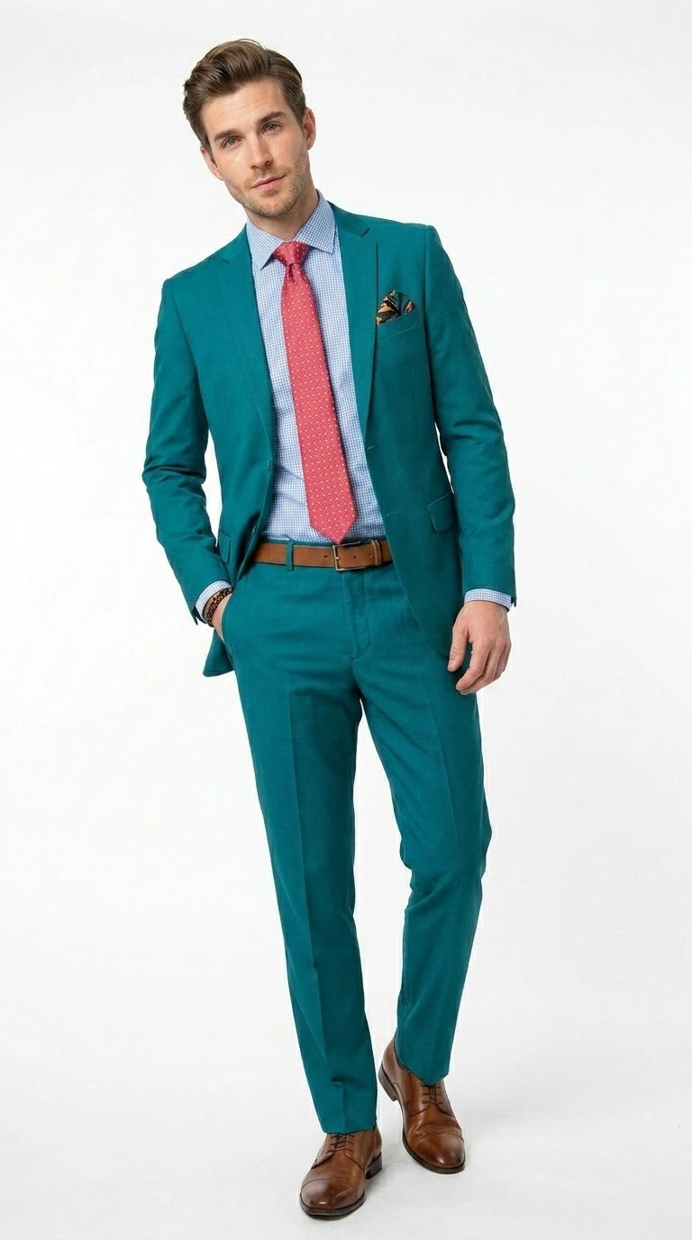 Men’s Teal Green Dark Turquoise Suit – Elegant Formal Suit for Business, Wedding, Party and Modern Style Wear Modern Fit