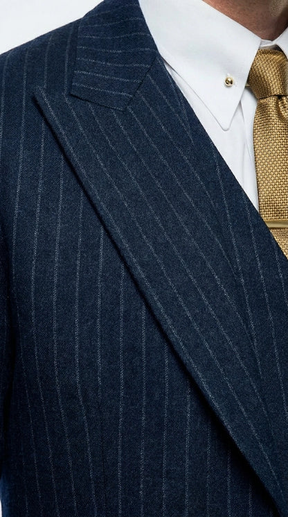 Men’s Navy Blue Pinstripe 3 Piece Suit, Thomas Shelby Inspired Vintage Formal Suit for Weddings, Parties, Prom, and Special Events Modern Fit