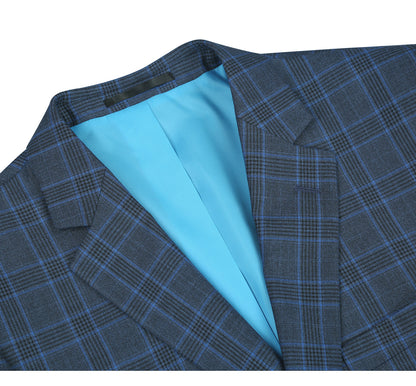 293-6 Men's Two Piece Classic Fit Windowpane Check Dress Suit - Image 3