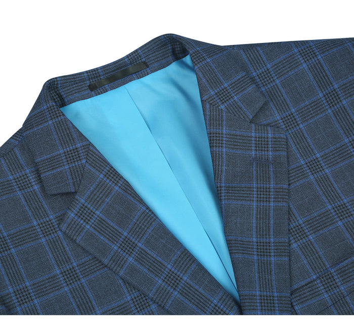 293-6 Men's Two Piece Classic Fit Windowpane Check Dress Suit - Image 3