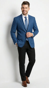 Men’s Blue Houndstooth Blazer Jacket, Check Pattern Formal Sport Coat for Weddings, Prom, Parties, and Special Occasions