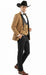 Mens Western Cowboy Tuxedo – Tan and Black 3-Piece Suit with Satin Lapel and Vest in Mocca Coffee Color