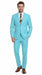 Men’s Aqua Blue 2 Piece 2 Button Suit, Formal Dress Suit for Weddings, Prom, Parties, Summer Events, Turquoise Light blue