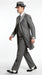 Men’s Grey Pinstripe 1920s Gangster 3 Piece Suit, Contrast Lapel Vintage Formal Suit for Parties, Prom, Weddings, and Theme Events