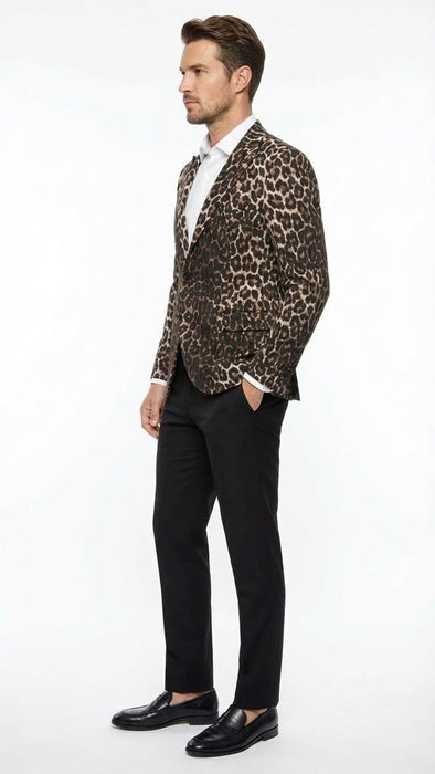 Men’s Leopard Print Blazer – Slim Fit Statement Jacket for Evening, Party, and Fashion Wear