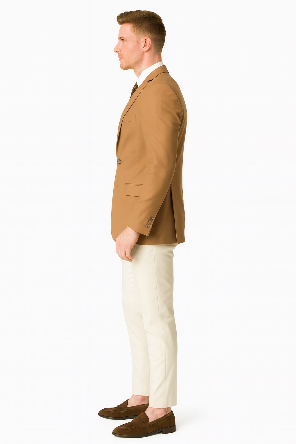 Mens Camel Brown Rustish Two-Button Classic Fit Sport Coat – Modern Blazer for Business and Special Occasions - Image 3
