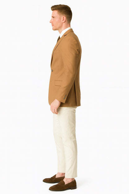 Mens Camel Brown Rustish Two-Button Classic Fit Sport Coat – Modern Blazer for Business and Special Occasions - Image 3