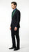 Men’s Black Suit with Hunter Green Shawl Lapel – Black and Hunter Green Formal Tuxedo Suit for Wedding, Prom With Bow Tie