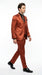 Men’s Rust Copper Coganc Shiny Sateen 3 Piece Suit, Vested Formal Wedding Prom Suit Set Ultra Slim Fit