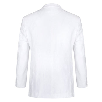 601-20 Men's Notch Lapels White Solid Linen Suits - Image 3