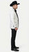 Men’s White Paisley Cowboy Tuxedo with Black Satin Lapel – Western Formal Wedding Suit Jacket