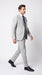 Men’s Silver & Navy Blue 3-Piece Suit – Wedding, Business and Formal Suit with Free Matching Tie