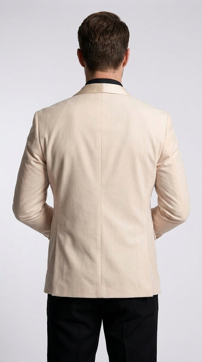 Men’s Champagne Tuxedo Dinner Jacket with Black Pants – Shawl Lapel Wedding, Prom and Formal Blazer